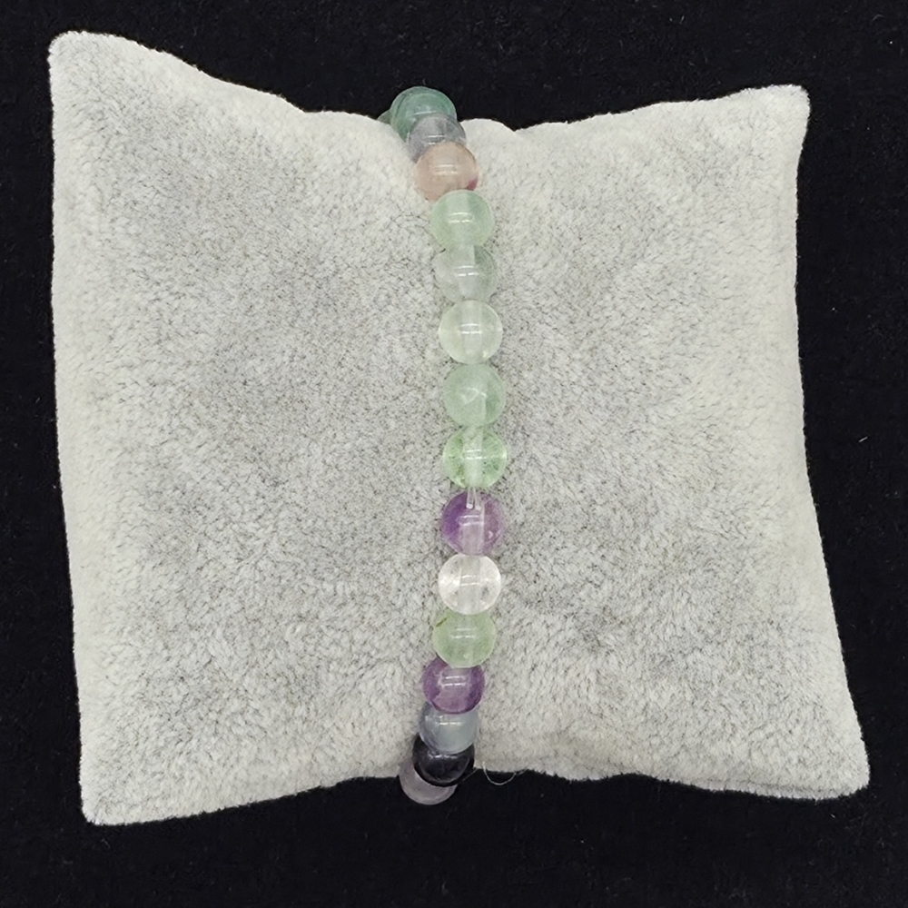 Fluorite Natural Stone Beaded Stretch Bracelet